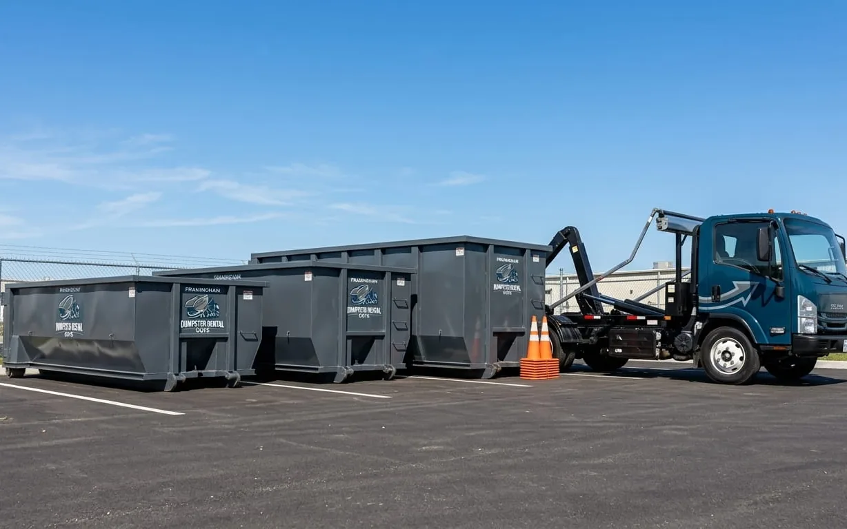 Dumpster sizes in Framingham MA Roll-off dumpster sizes available in Framingham, Massachusetts